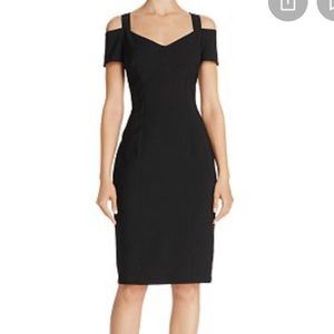 ADRIANA PAPELL Cold-Shoulder Black Sheath Dress